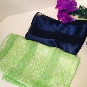 2 silk feel small scarfs Made in Korea Scarfs wraps